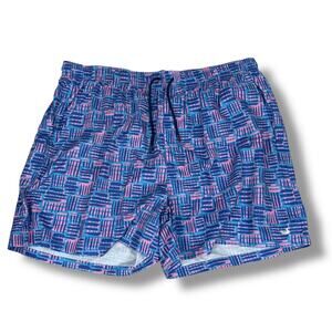 Southern Marsh Lined Swim Trunks Shorts Men’s 3X Blue Pink Geometric Drawstring